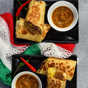 Chicken Paratha roll bites